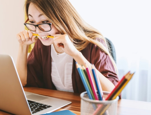 Stressed student doubting herself